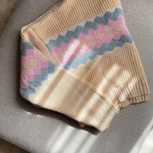 بافت زنانه طرحدار QU Style – مدل کلاسیک سه‌رنگ